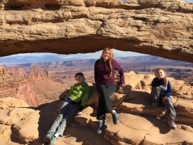 The kids at Mesa Arch - Island in the Sky, Canyonlands NP